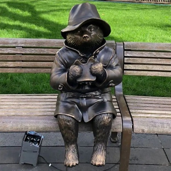 Animal Bronze Paddington Bear Sculpture