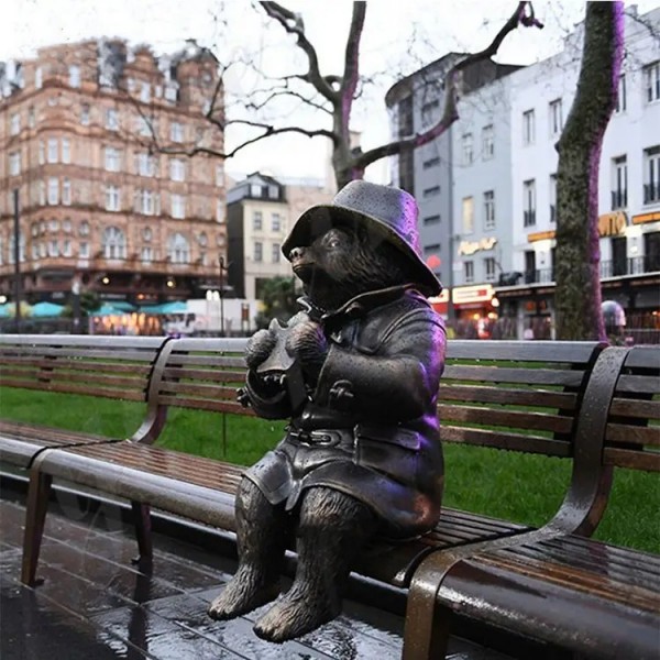 Animal Bronze Paddington Bear Sculpture