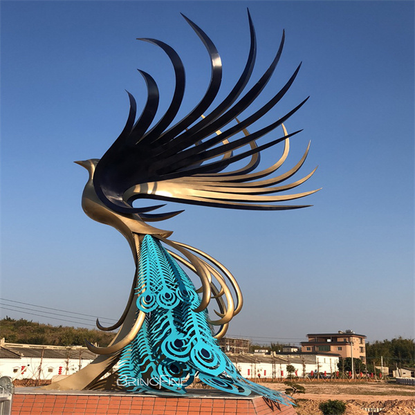 Stainless Steel Phoenix Sculpture 