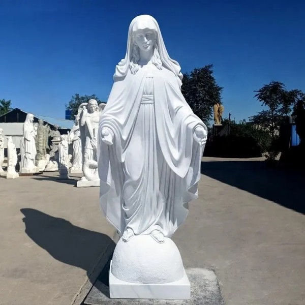 Marble Virgin Mary Sculpture