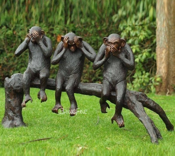 Bronze Sculpture Monkey Bench