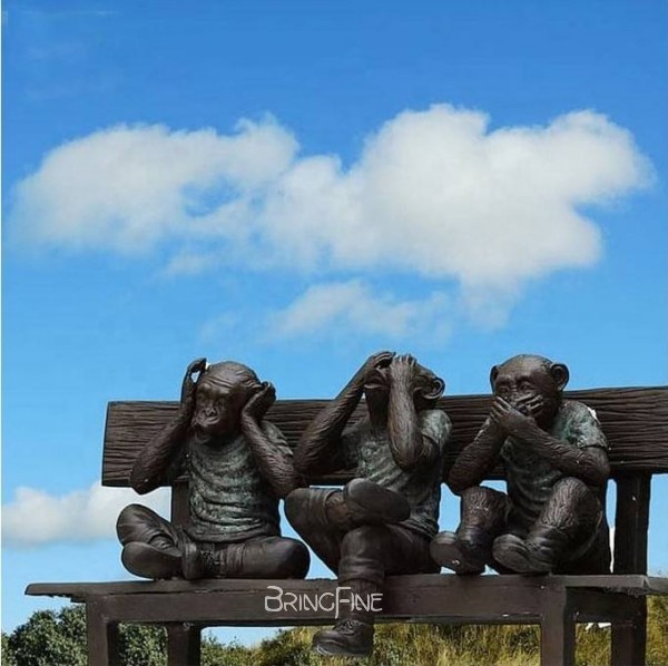 Bronze Sculpture Monkey Bench