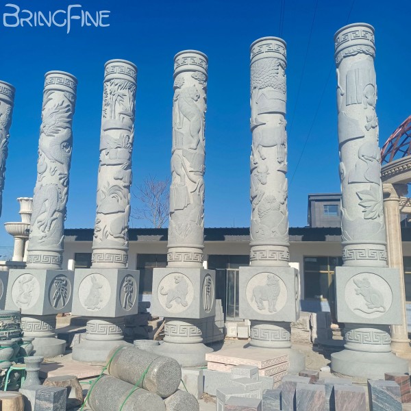 Custom Hand Carved Solid Marble Pillars