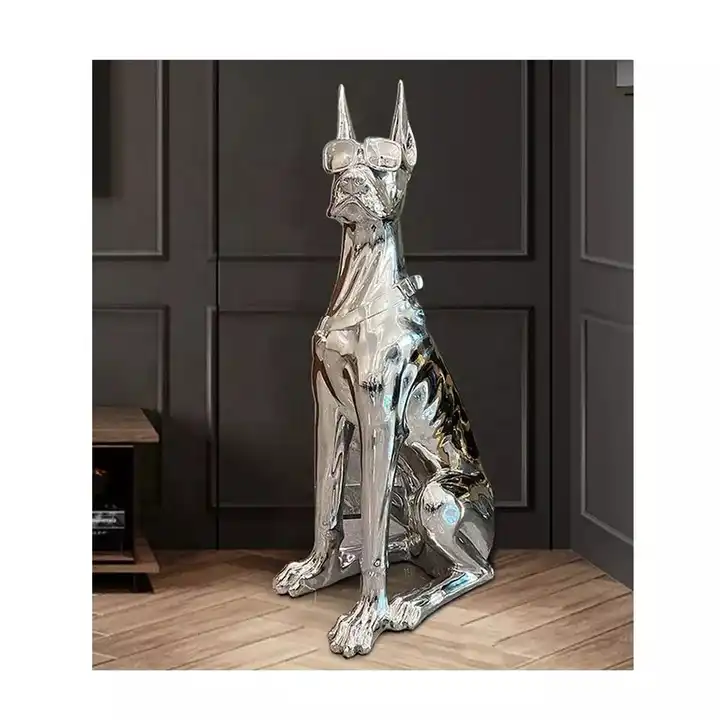 Stainless Steel Doberman Sculpture 