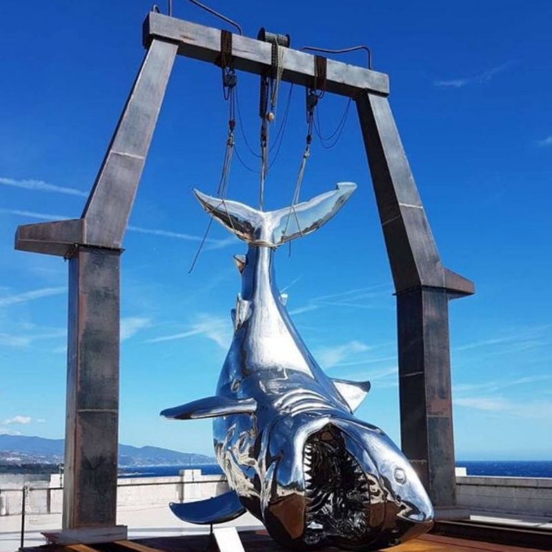 Stainless Steel Shark Sculpture