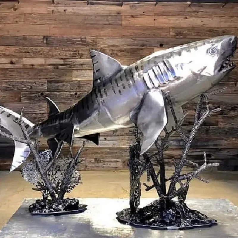 Stainless Steel Shark Sculpture