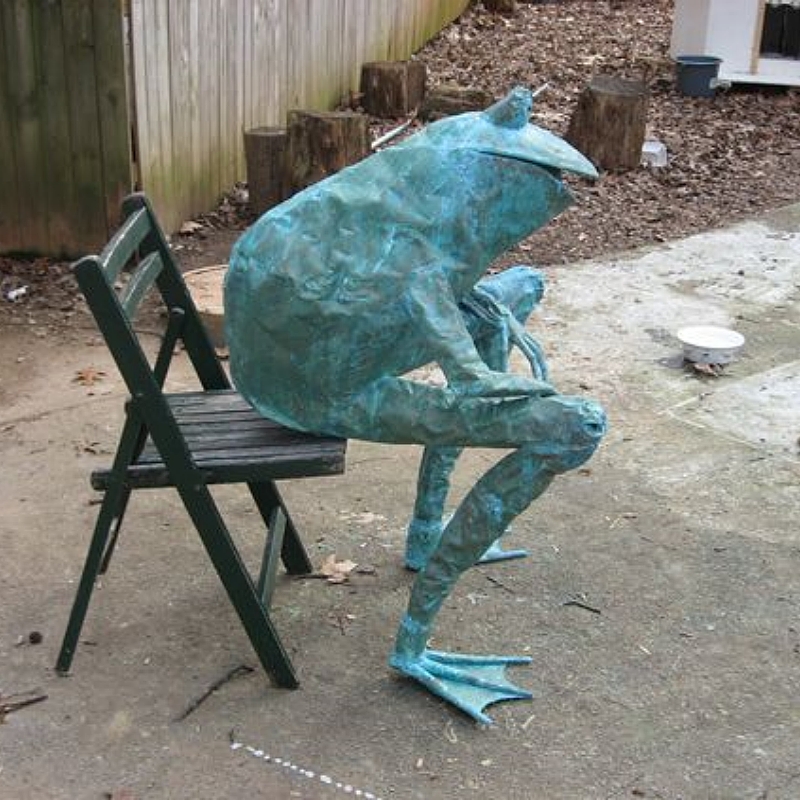 Bronze Frog Sculpture