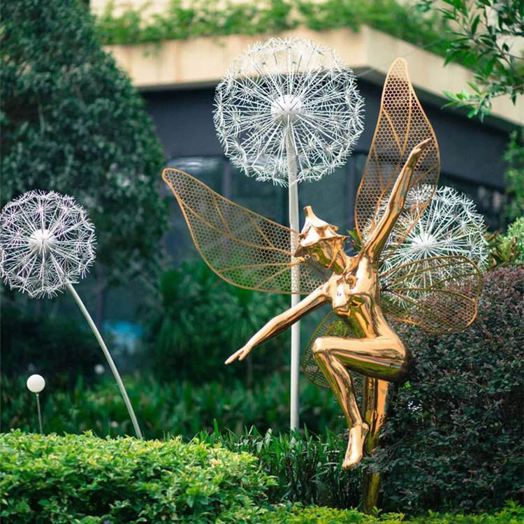 Stainless Steel Dandelion Sculpture With Light