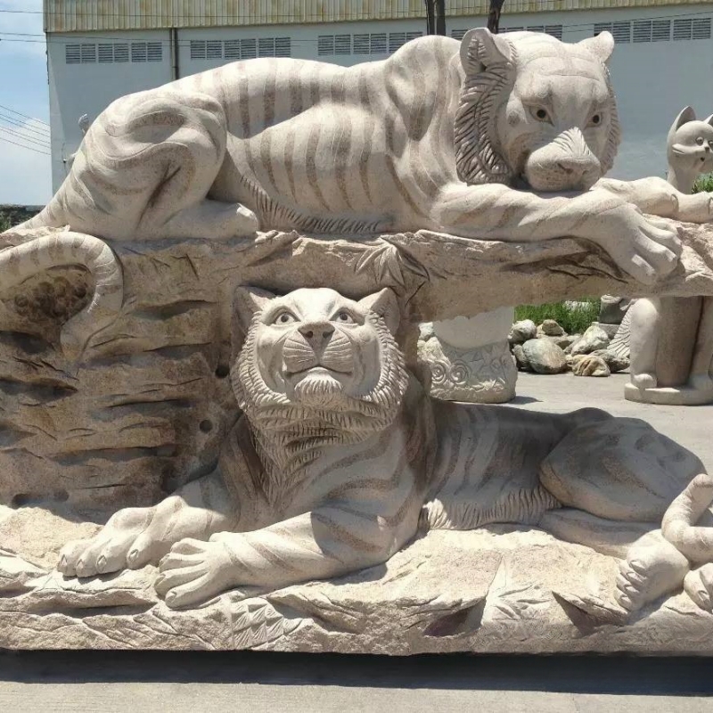  Outdoor Giant White Stone Granite Marble Tiger Statue Sculpture