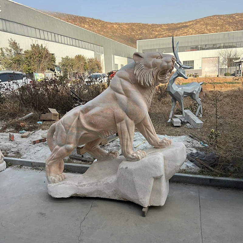  Outdoor Giant White Stone Granite Marble Tiger Statue Sculpture