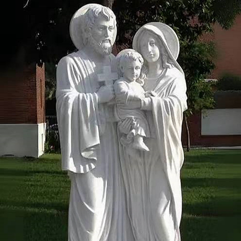 Religious Church Decoration Marble Carving Holy Family Joseph With Baby Jesus Statue