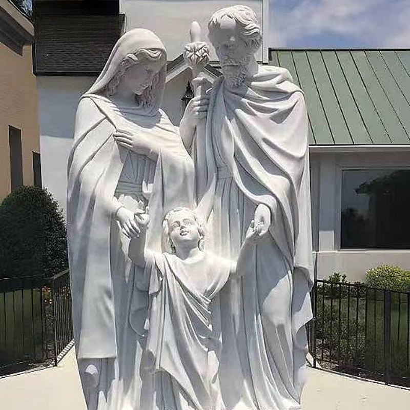 Religious Church Decoration Marble Carving Holy Family Joseph With Baby Jesus Statue