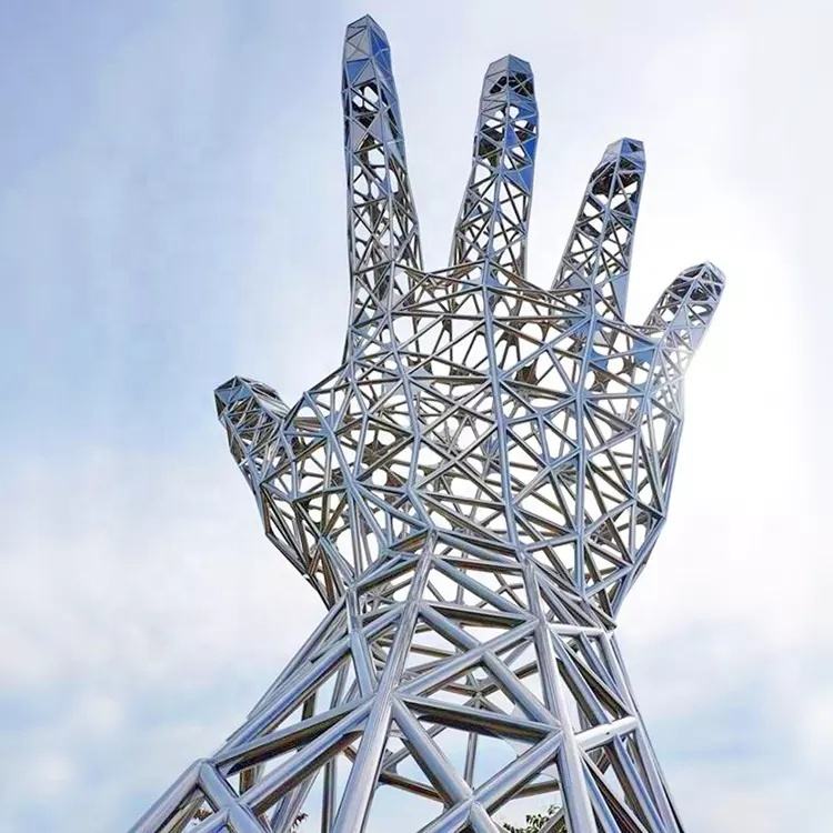 Outdoor Big me<x>tal Decor Art Creative Stainless Steel Hands Sculptures