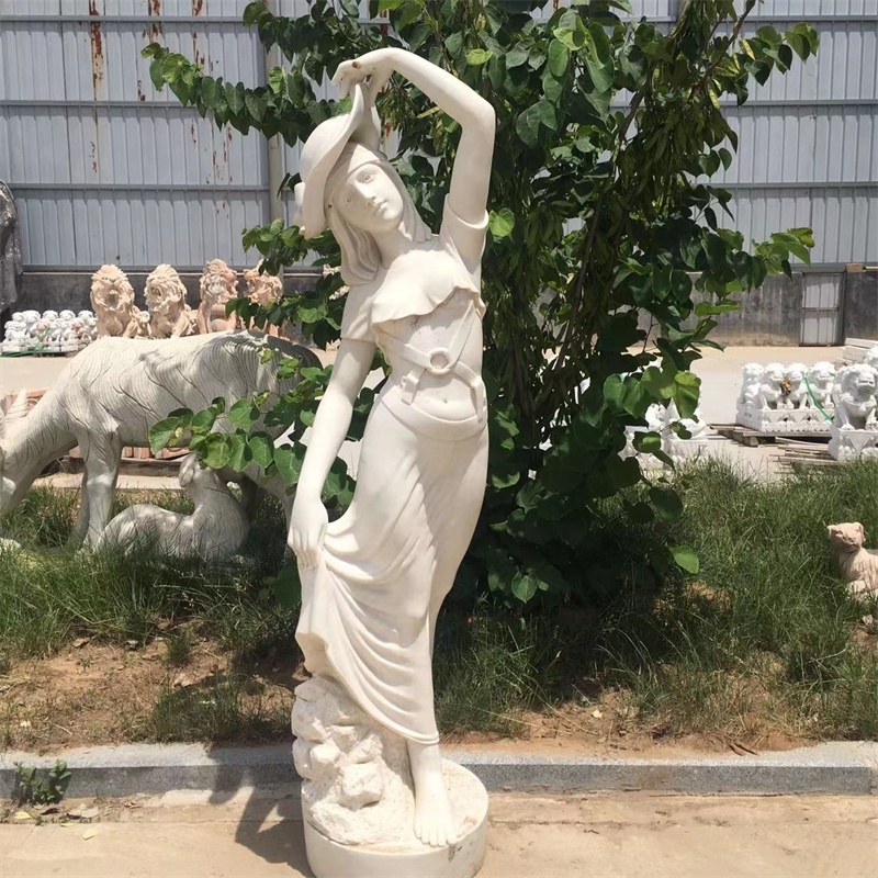 Modern Art Beautiful Life Size Stone Carving Natural Marble Dancing Girl Statue