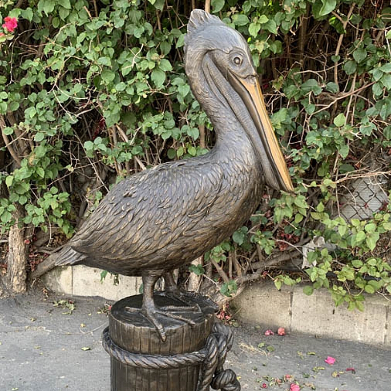 Life Size Outdoor Metal Decoration Animal Statue Bronze Pelican Sculpture