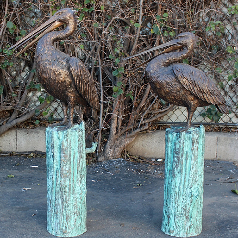 Life Size Outdoor Metal Decoration Animal Statue Bronze Pelican Sculpture