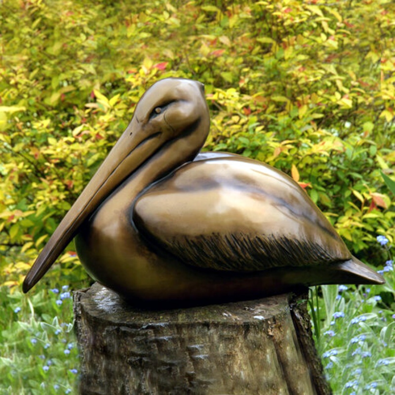 Life Size Outdoor Metal Decoration Animal Statue Bronze Pelican Sculpture