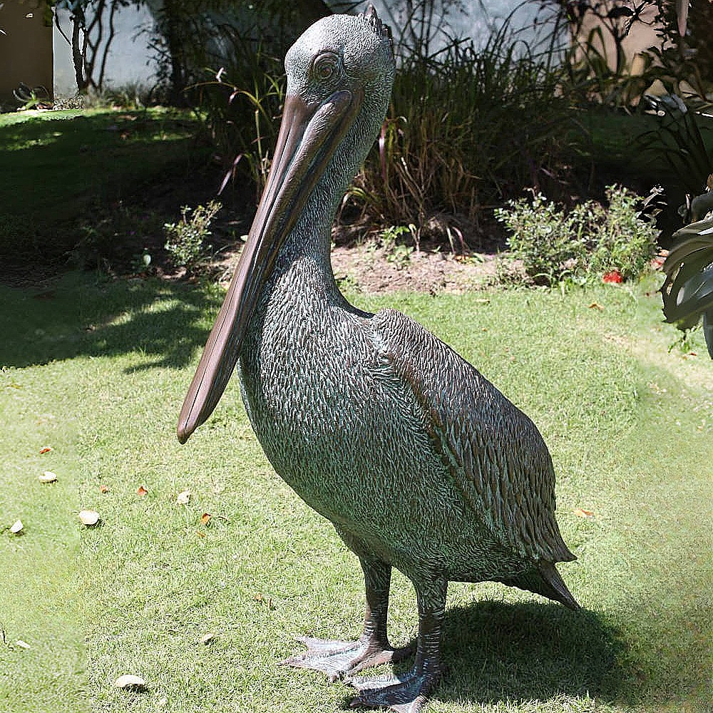 Life Size Outdoor Metal Decoration Animal Statue Bronze Pelican Sculpture