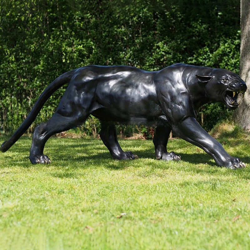 Outdoor Public Decor Life Size Metal Bronze Panther Statue