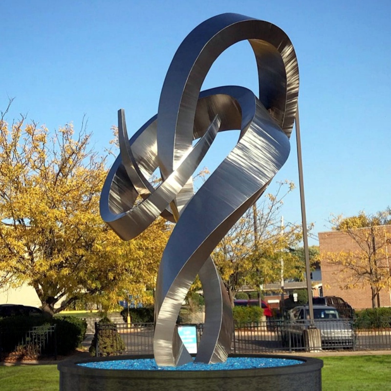  Large Monumental Public Metal Abstract Spiral Twisted Stainless Steel Sculpture