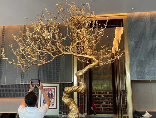 Luxury Golden PVD Stainless Steel Tree Sculpture in Vietnam