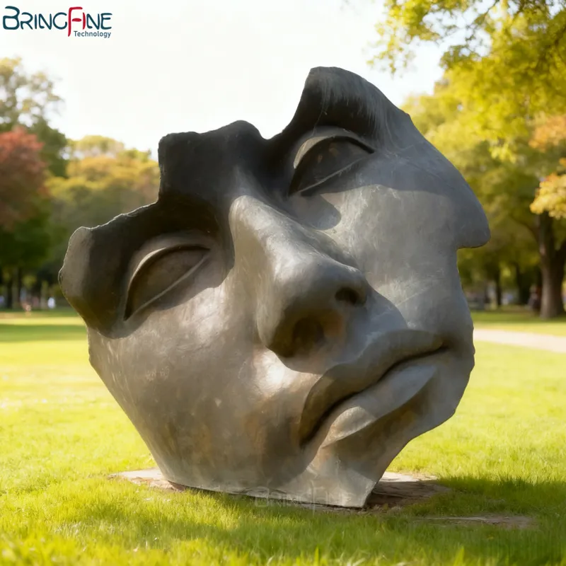 Abstract Bronze Face Sculpture