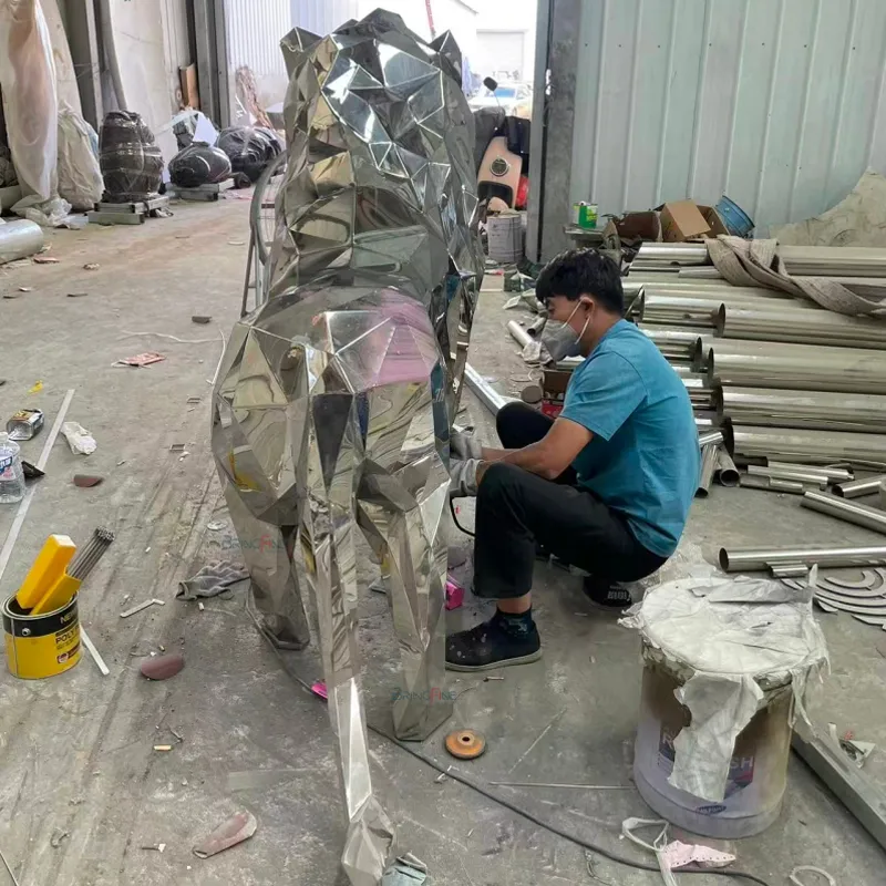 Sculpture Stainless Steel Lion