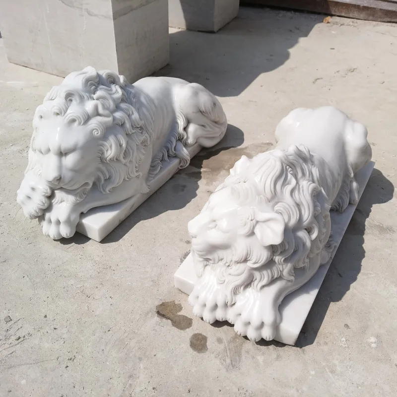 Outdoor White Marble Lion Statue